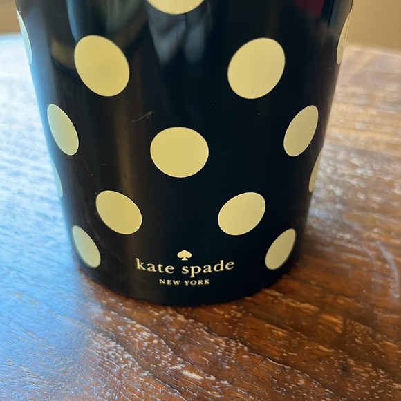 Kate Spade Cold Tumbler with straw—black with white polka dots - Picture 2 of 9